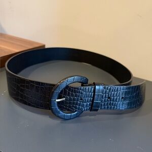 Black Croc-Embossed Belt